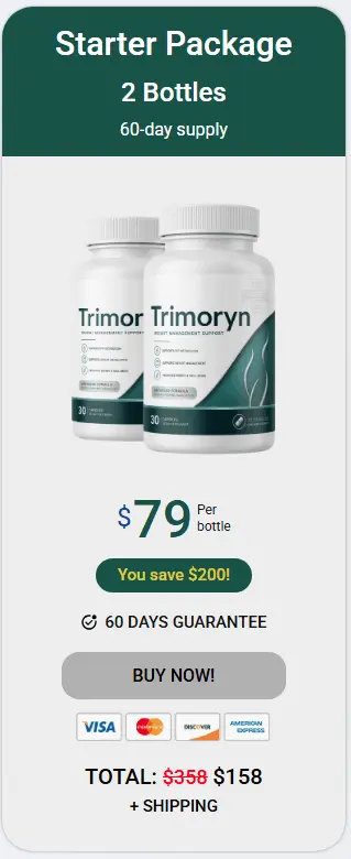 Trimoryn one bottle package with 60-day money-back guarantee