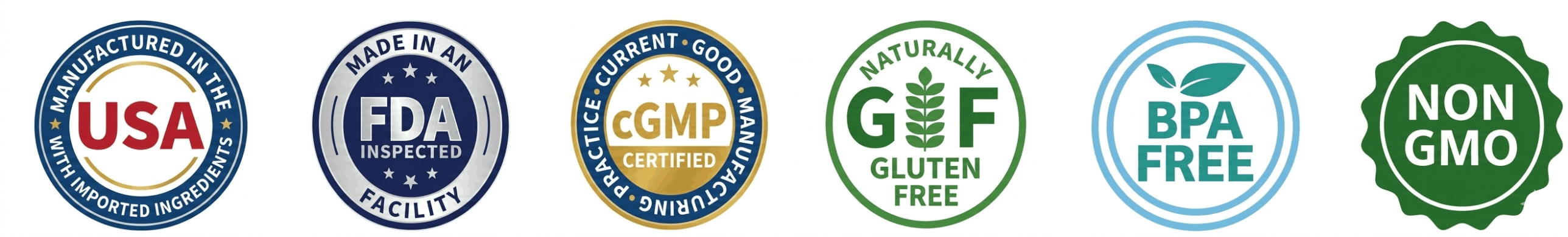 Trimoryn quality certifications including GMP certified, FDA registered facility and Non-GMO ingredients